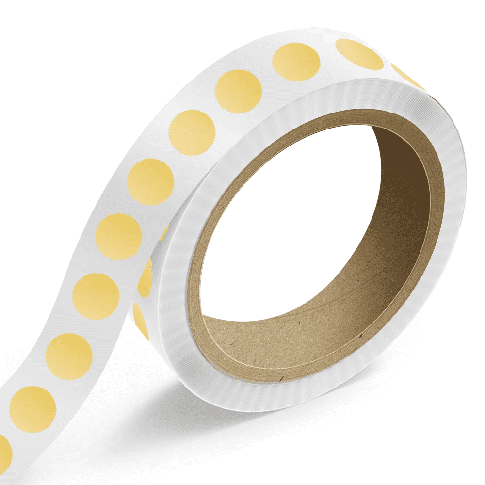 JAM Paper Standard Label Rolls, Burst, 1.875 Inch, Gold Metallic Foil, 125 Labels/Roll