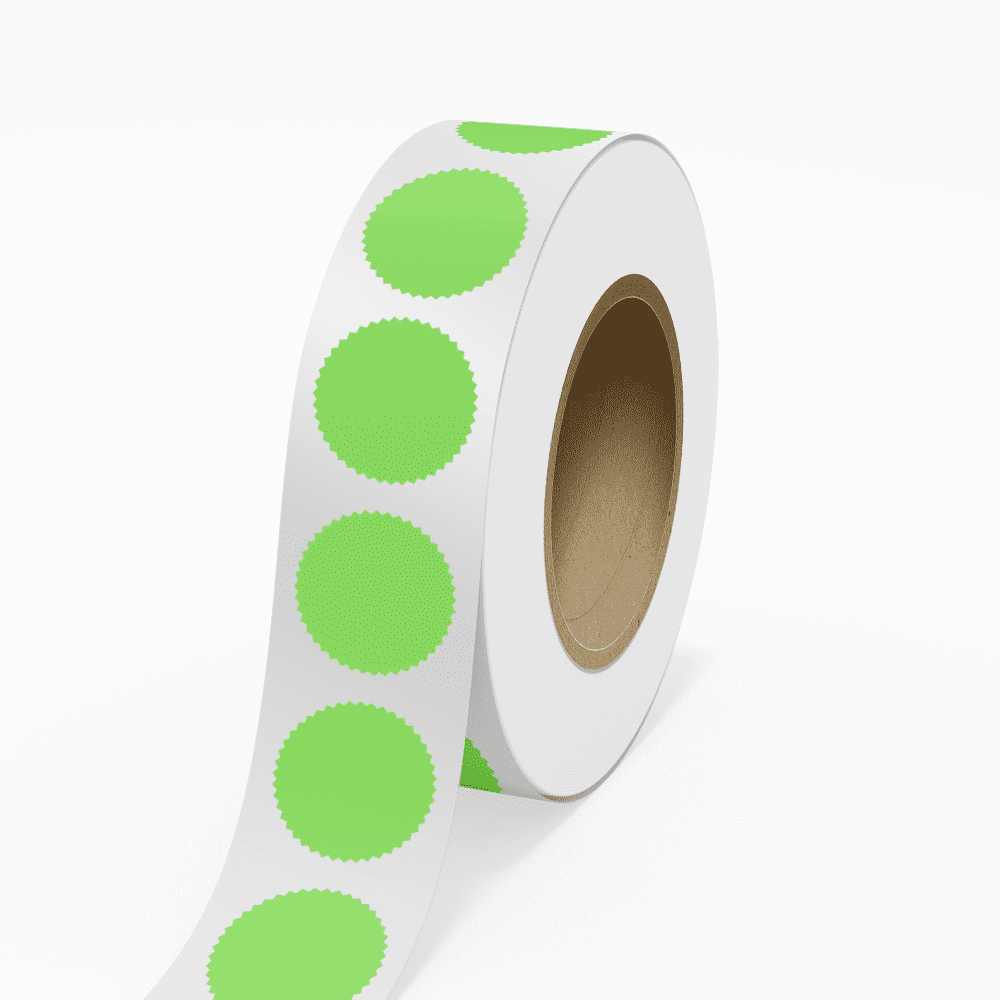 JAM Paper Standard Label Rolls, Burst, 2.25 Inch Seal, Neon Green, 125 Labels/Roll
