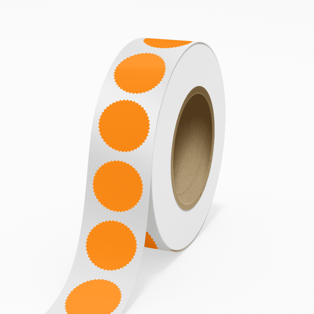JAM Paper Standard Label Rolls, Burst, 2.25 Inch Seal, Neon Orange, 125 Labels/Roll