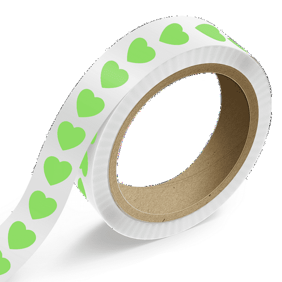 JAM Paper Standard Label Rolls, Heart Shaped, 1 1/8 x 1 1/8, Neon Green, 125 Labels/Roll