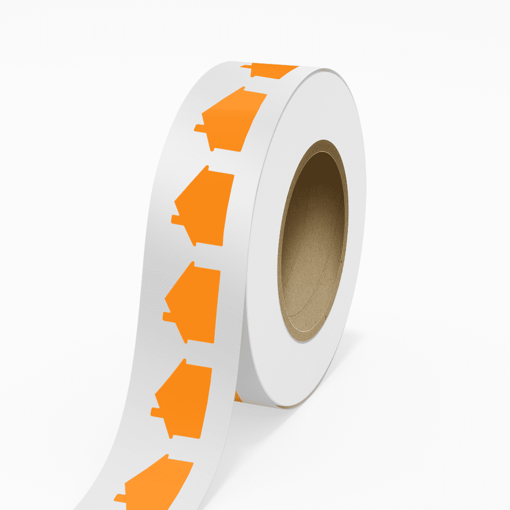 JAM Paper Standard Label Rolls, House Shaped, 1 7/8 x 2 7/8, Neon Orange, 125 Labels/Roll