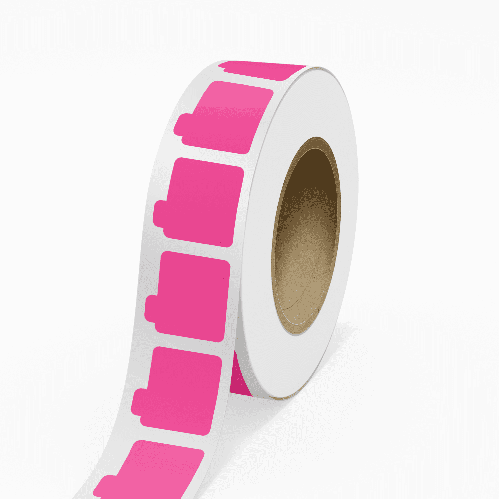 JAM Paper Standard Label Rolls, Lip Balm Tube Stickers, 2 1/8 x 2 1/8, Neon Pink, 125 Labels/Roll