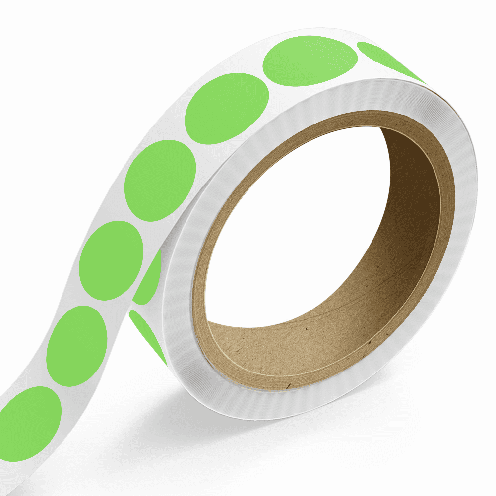 JAM Paper Standard Label Rolls, Oval, 1 1/2 x 2, Neon Green, 125 Labels/Roll