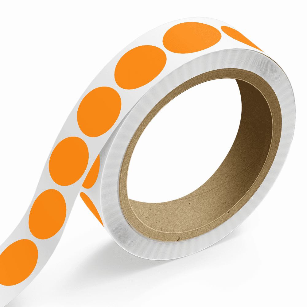 JAM Paper Standard Label Rolls, Oval, 1 1/2 x 2, Neon Orange, 125 Labels/Roll