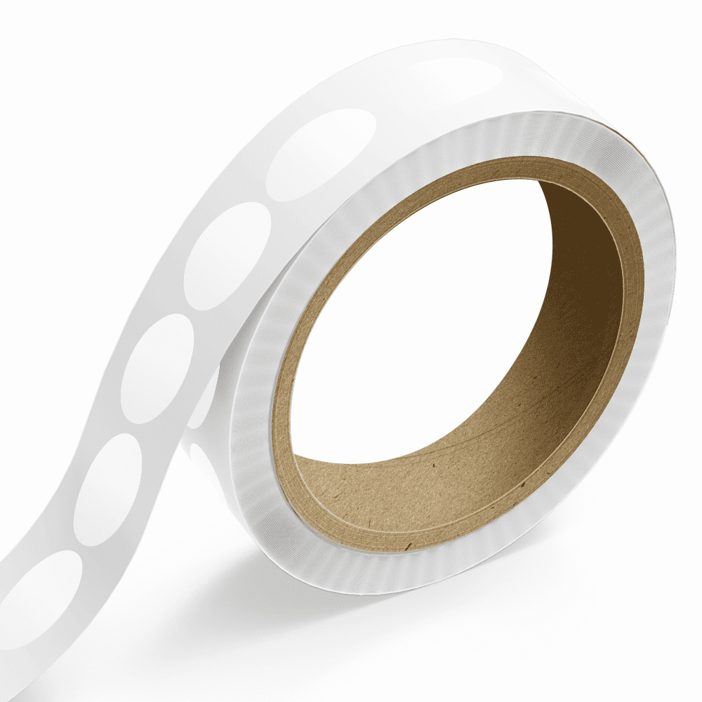 JAM Paper Standard Label Rolls, Oval, 1 1/4 x 2 1/2, Glossy White, 125 Labels/Roll