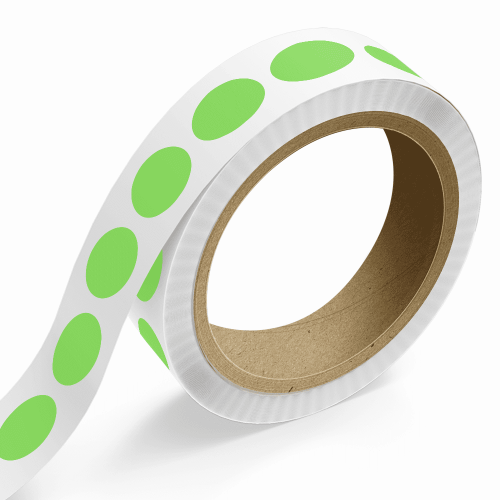 JAM Paper Standard Label Rolls, Oval, 1 1/4 x 2, Neon Green, 125 Labels/Roll