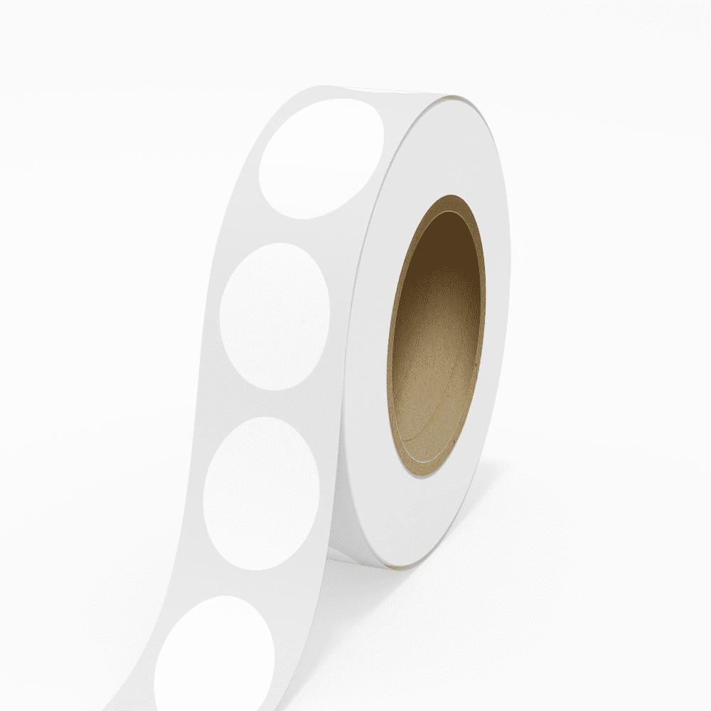 JAM Paper Standard Label Rolls, Oval, 2 x 3, White Film, 125 Labels/Roll