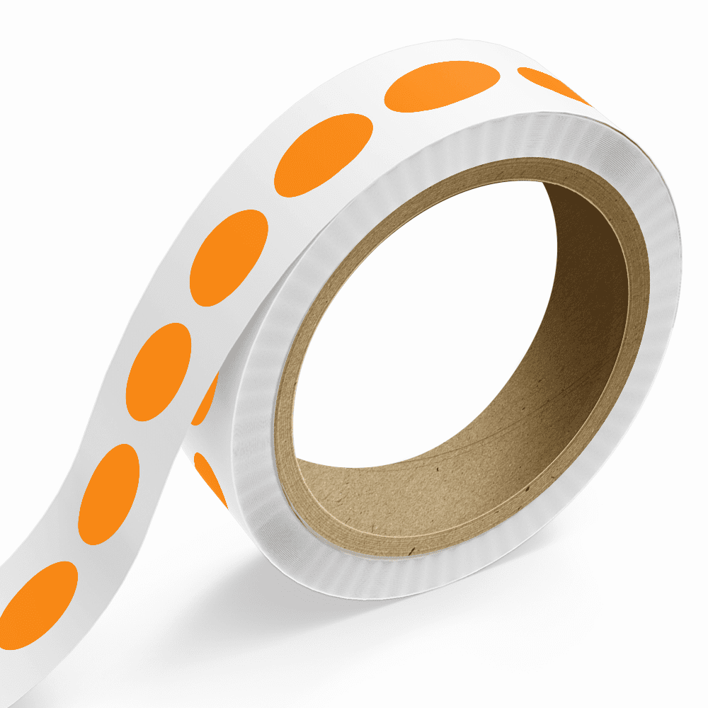 JAM Paper Standard Label Rolls, Oval, 3/4 x 1 1/2, Neon Orange, 125 Labels/Roll