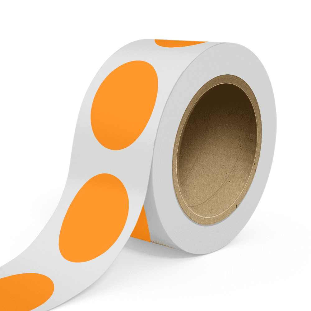 JAM Paper Standard Label Rolls, Oval, 3 x 4, Neon Orange, 125 Labels/Roll