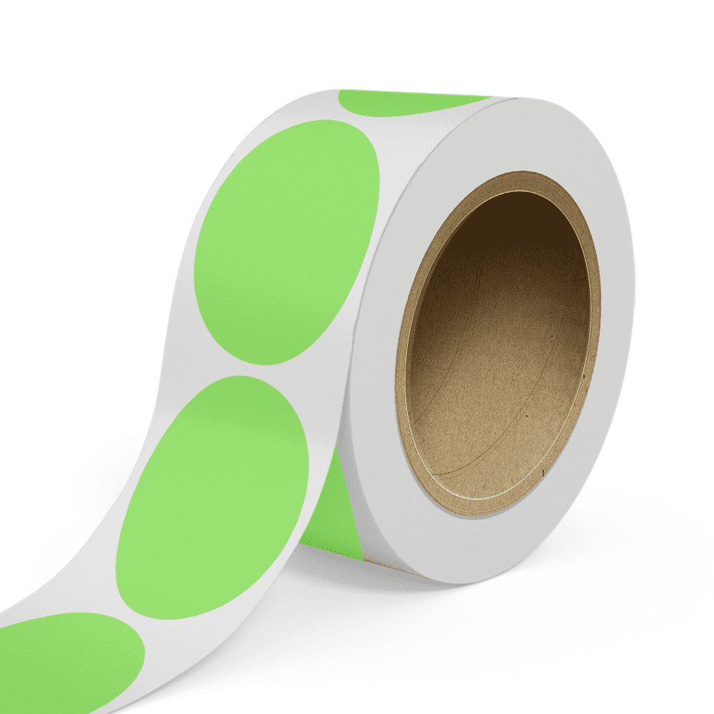 JAM Paper Standard Label Rolls, Oval, 4 x 6, Neon Green, 125 Labels/Roll