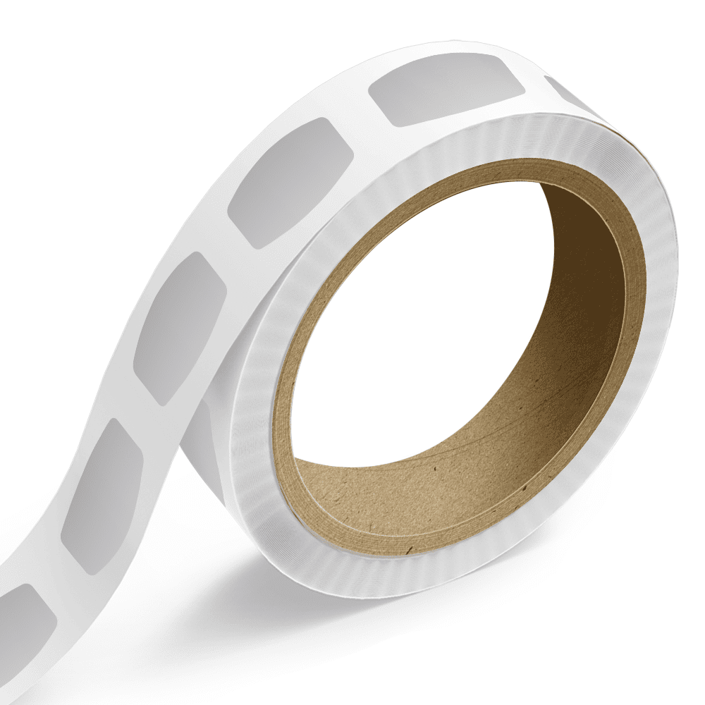 JAM Paper Standard Label Rolls, Rectangle, 1 1/8 x 2, Silver Metallic Foil, 125 Labels/Roll