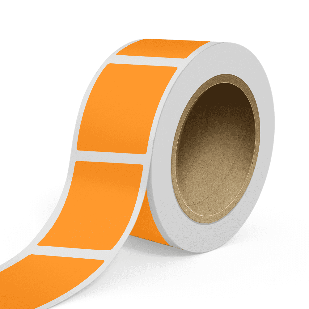 JAM Paper Standard Label Rolls, Rectangle, 3 1/2 x 4 1/2, Neon Orange, 125 Labels/Roll