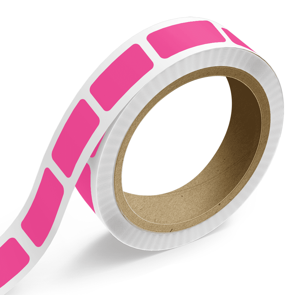 JAM Paper Standard Label Rolls, Rectangle, 3/4 x 1 1/2, Neon Pink, 125 Labels/Roll