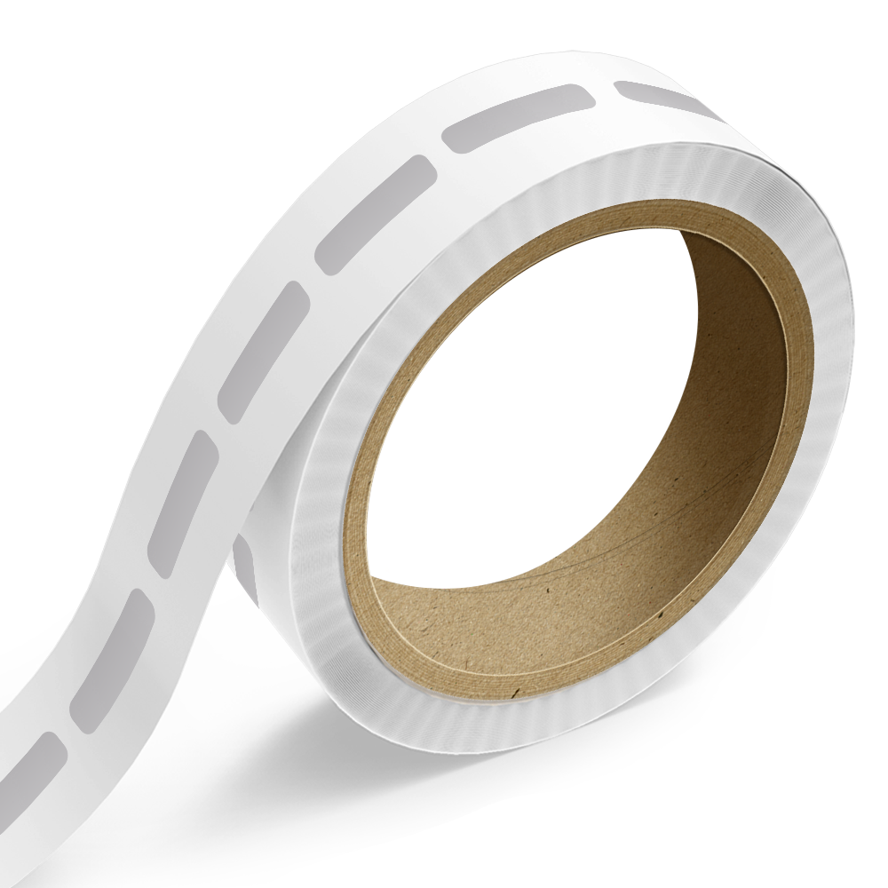 JAM Paper Standard Label Rolls, Rectangle, 3/8 x 1 1/2, Silver Metallic Foil, 125 Labels/Roll