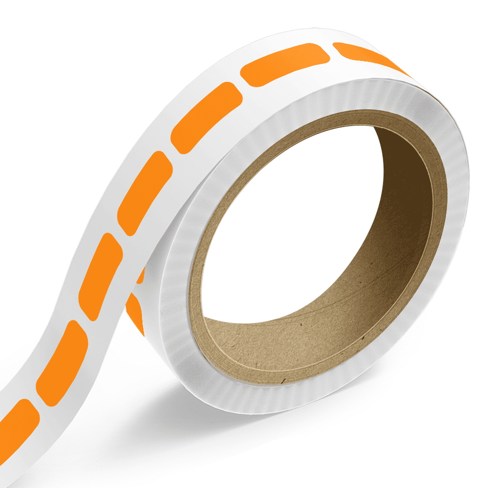 JAM Paper Standard Label Rolls, Rectangle, 3/8 x 1, Neon Orange, 125 Labels/Roll