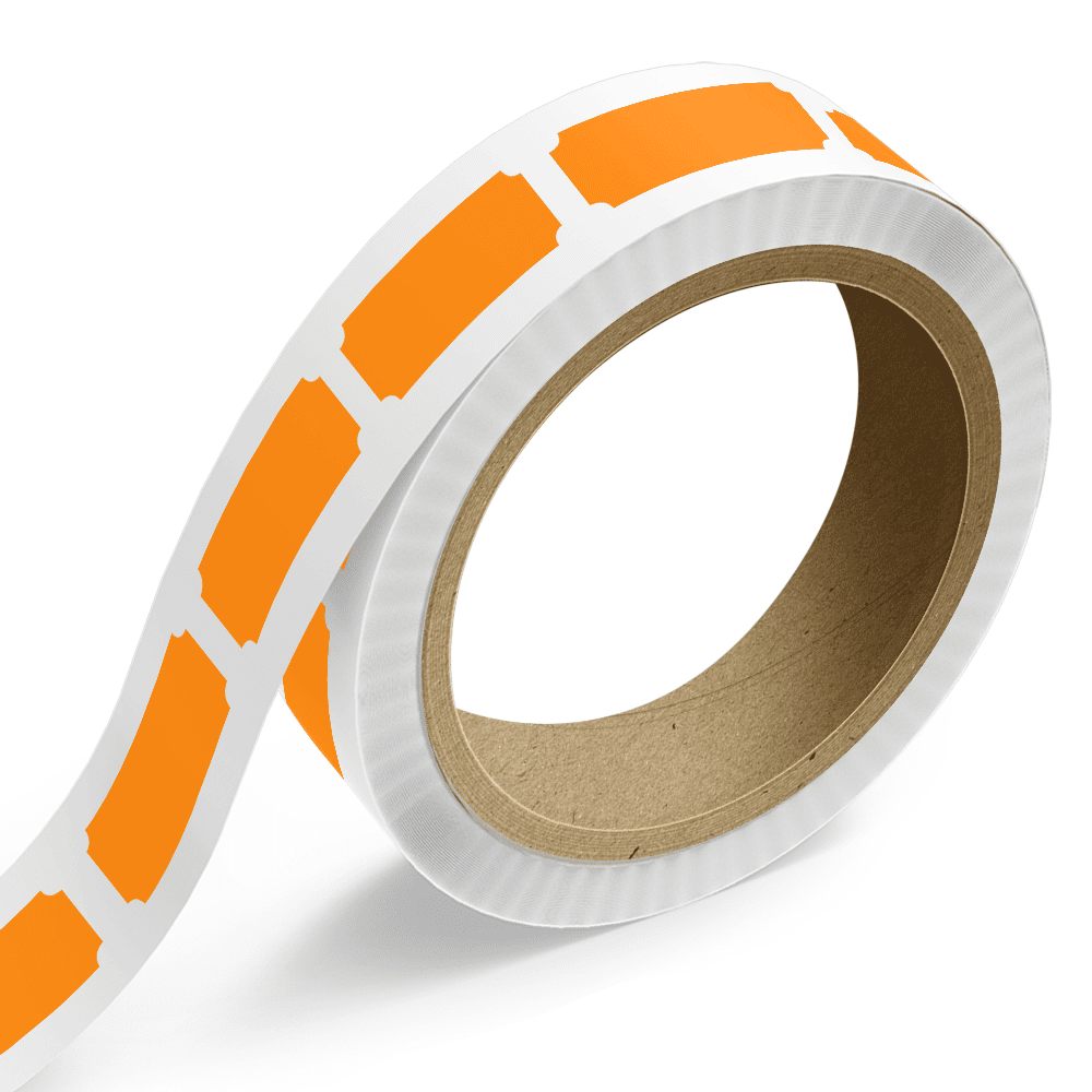 JAM Paper Standard Label Rolls, Rectangle with Indented Corners, 1 1/4 x 3, Neon Orange, 125 Labels/Roll