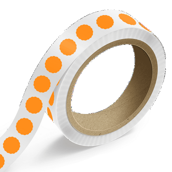 JAM Paper Standard Label Rolls, Scallop Shaped, 1 5/8 x 1 5/8, Neon Orange, 125 Labels/Roll