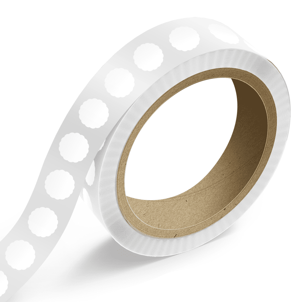 JAM Paper Standard Label Rolls, Scallop Shaped, 1 5/8 x 1 5/8, White Glossy, 125 Labels/Roll