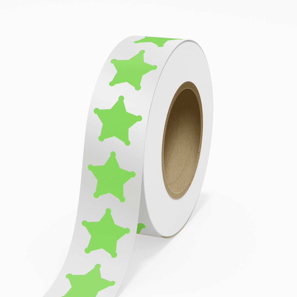 JAM Paper Standard Label Rolls, Sherrif Star, 2 3/4 x 2 3/4, Neon Green, 125 Labels/Roll