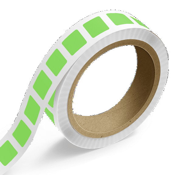 JAM Paper Standard Label Rolls, Square, 1 1/2 x 1 1/2, Neon Green, 125 Labels/Roll