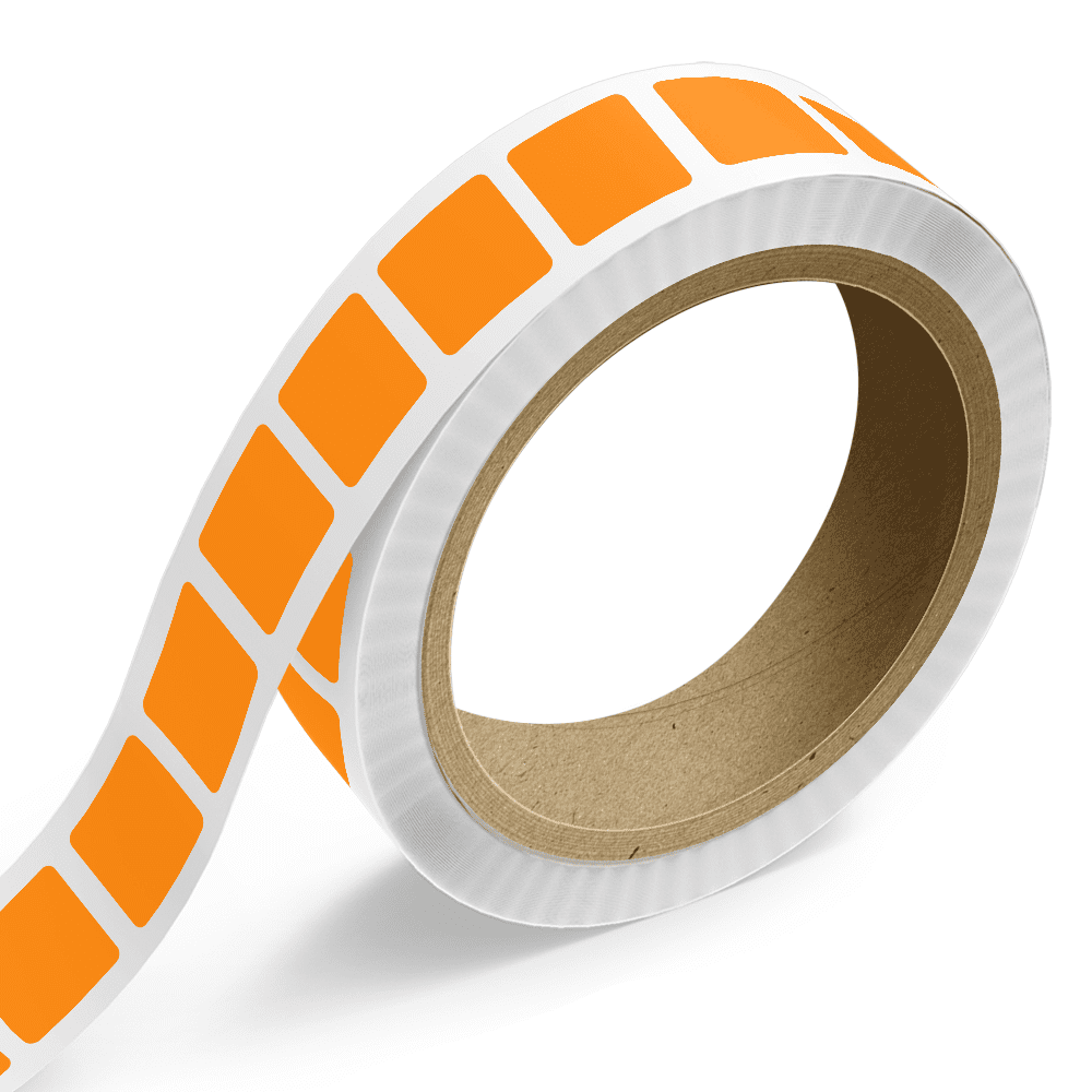 JAM Paper Standard Label Rolls, Square, 1 3/4 X 1 3/4, Neon Orange, 125 Labels/Roll