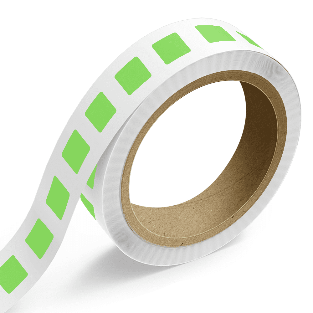 JAM Paper Standard Label Rolls, Square, 1 x 1, Neon Green, 125 Labels/Roll