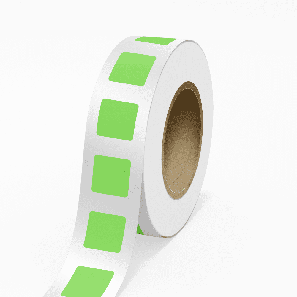JAM Paper Standard Label Rolls, Square, 2 x 2, Neon Green, 125 Labels/Roll