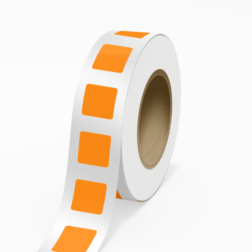 JAM Paper Standard Label Rolls, Square, 2 x 2, Neon Orange, 125 Labels/Roll