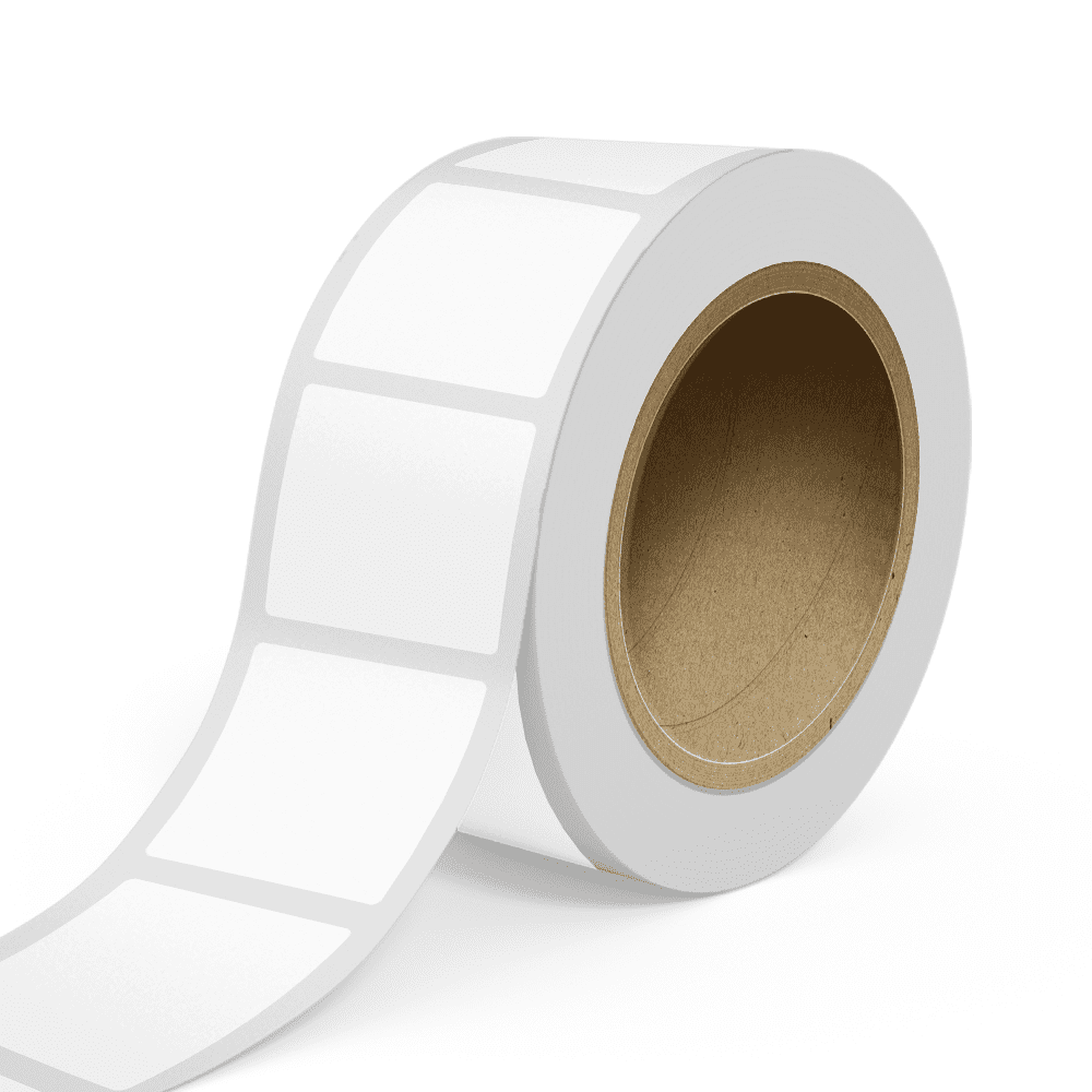JAM Paper Standard Label Rolls, Square, 3 1/2 x 3 1/2, Clear Transparent Film, 125 Labels/Roll
