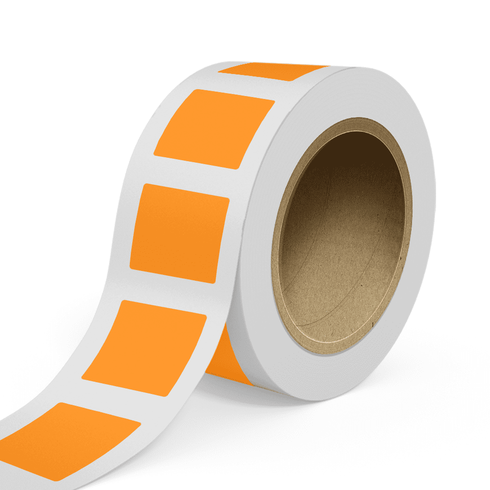 JAM Paper Standard Label Rolls, Square, 3 x 3, Neon Orange, 125 Labels/Roll