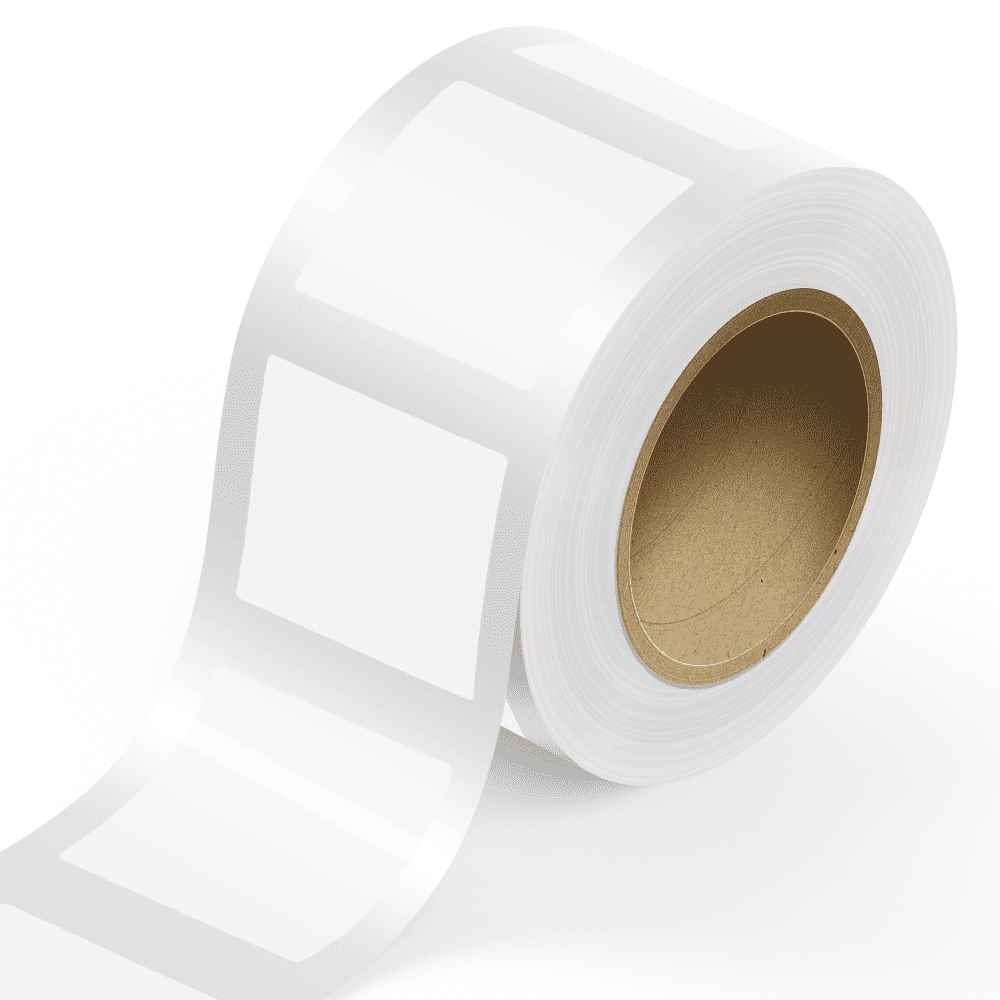 JAM Paper Standard Label Rolls, Square, 4 x 4, Clear Transparent Film, 125 Labels/Roll