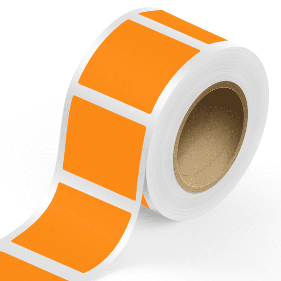 JAM Paper Standard Label Rolls, Square, 5 x 5, Neon Orange, 125 Labels/Roll