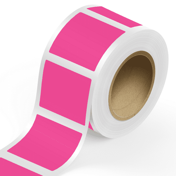 JAM Paper Standard Label Rolls, Square, 5 x 5, Neon Pink, 125 Labels/Roll