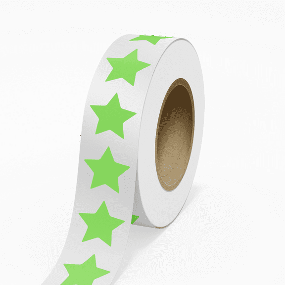 JAM Paper Standard Label Rolls, Star Shaped, 2 3/4 x 2 7/8, Neon Green, 125 Labels/Roll
