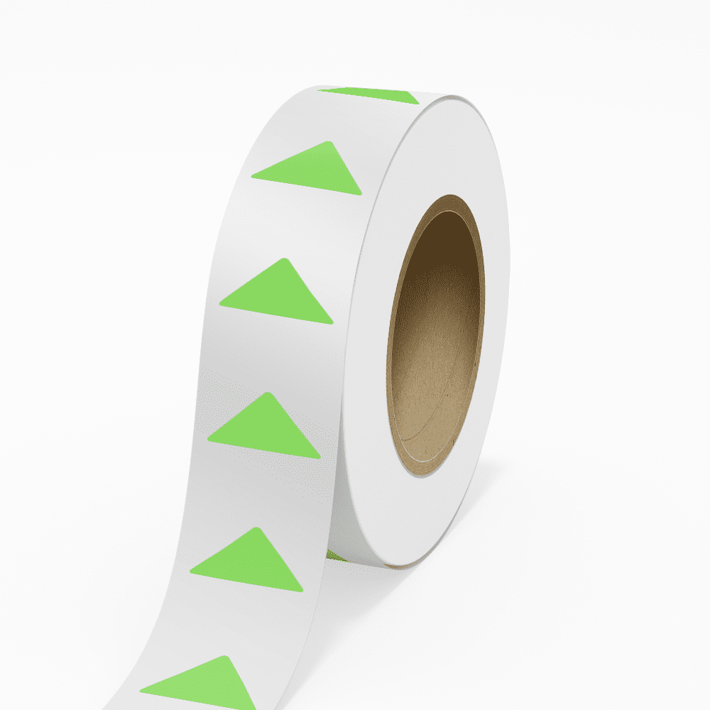 JAM Paper Standard Label Rolls, Triangle, 1 1/4 x 2 1/2, Neon Green, 125 Labels/Roll