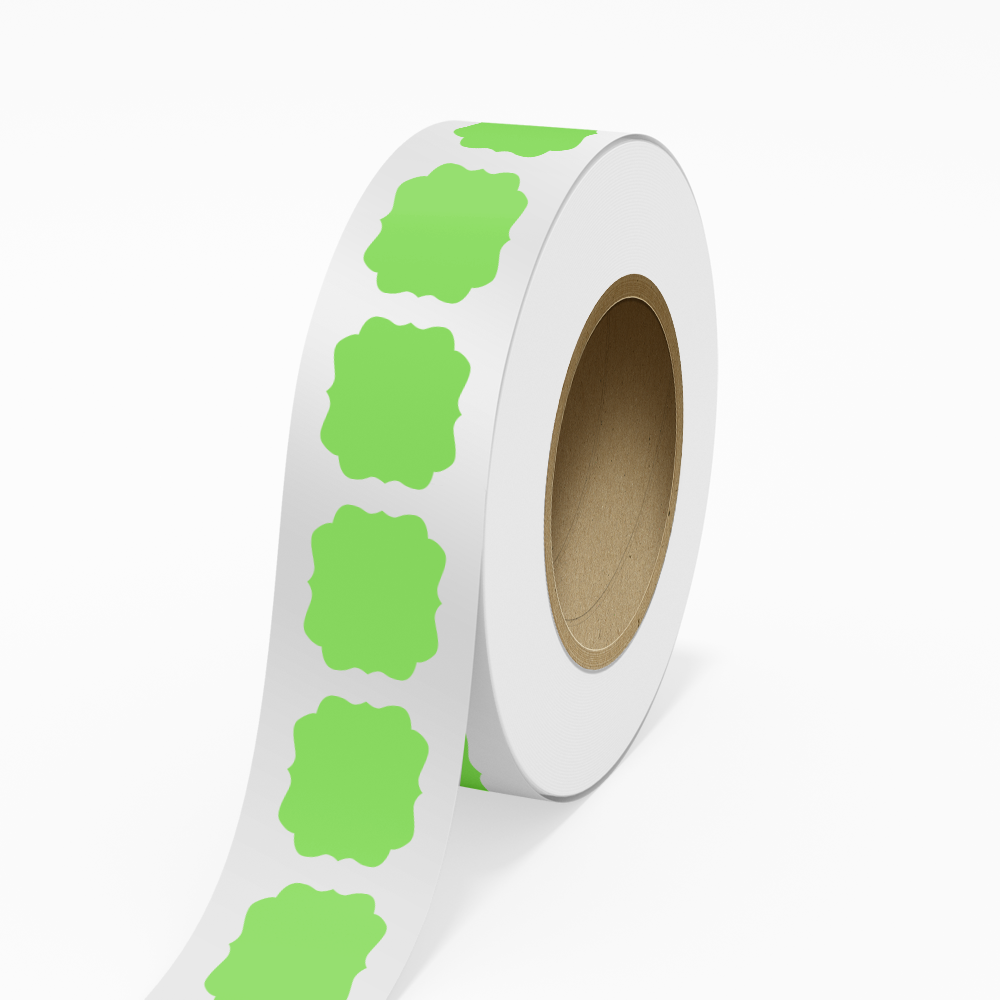 JAM Paper Standard Label Rolls, Vintage Frame Shaped, 2 1/2 x 3, Neon Green, 125 Labels/Roll
