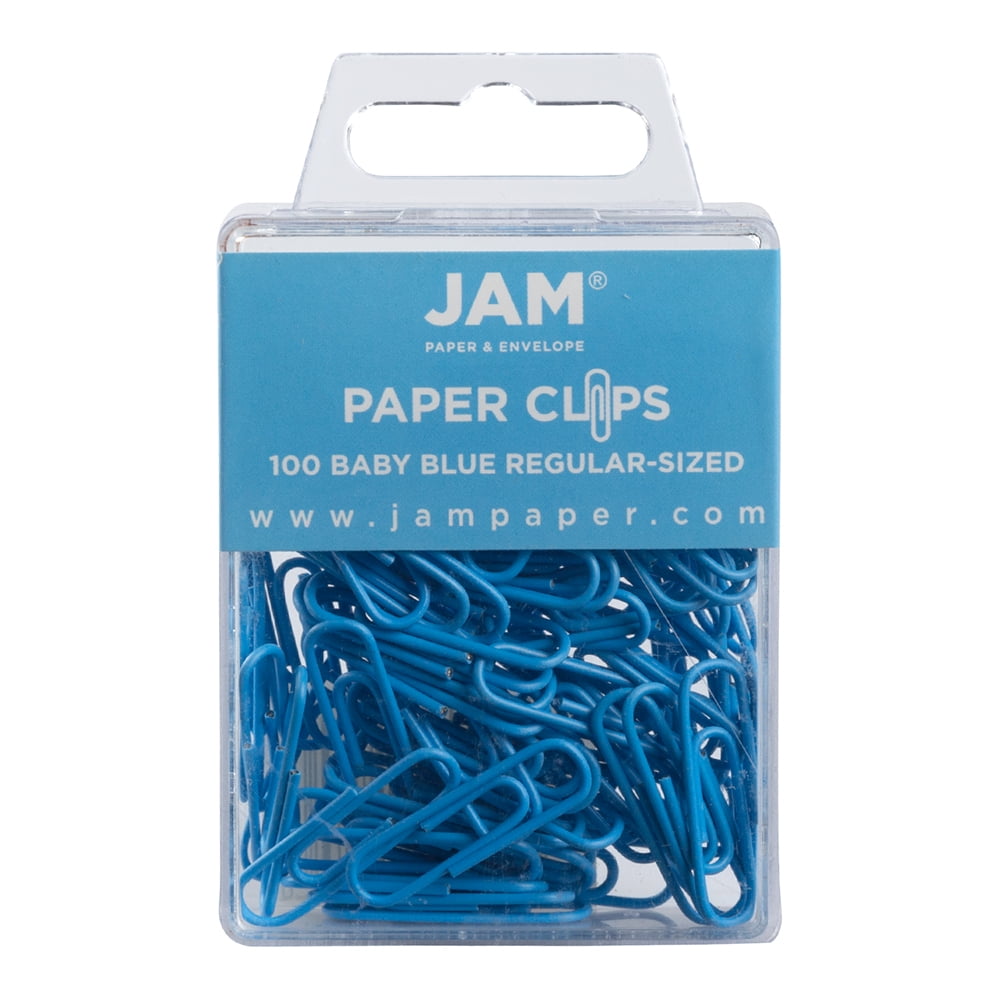JAM Paper Standard Paper Clips, Baby Blue, Small 1 in, 100/Pack