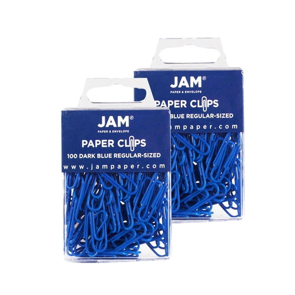JAM Paper Standard Paper Clips, Dark Blue, Small 1 in, 2/Pack