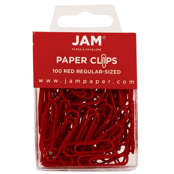 JAM Paper Standard Paper Clips, Red, 2/Pack, Small 1 inch
