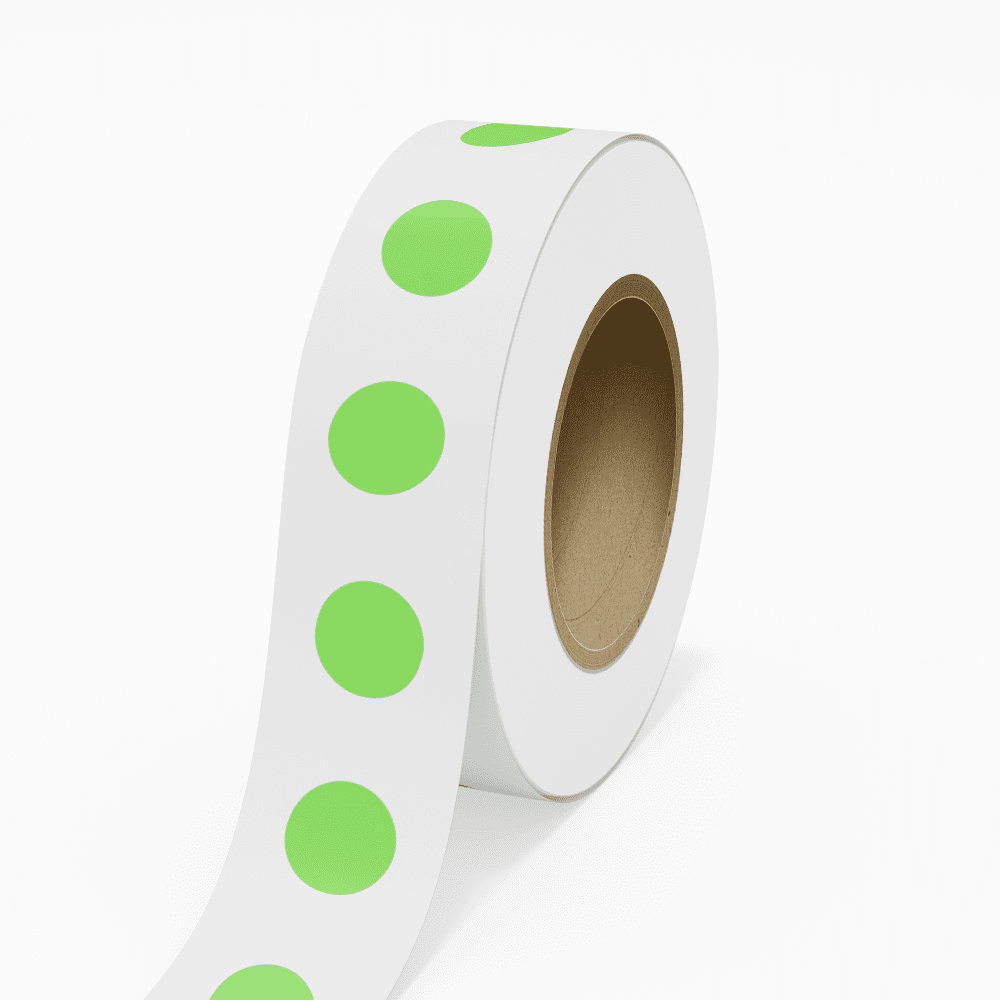 JAM Paper Standard Round Label Rolls, Circular, 1.25 Inch, Neon Green, 125 Labels/Roll