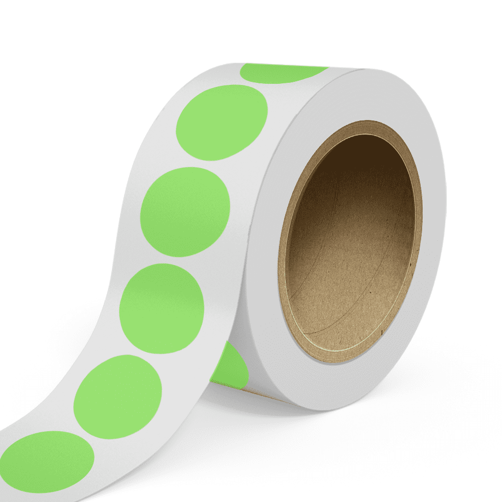 JAM Paper Standard Round Label Rolls, Circular, 2.5 Inch, Neon Green, 125 Labels/Roll