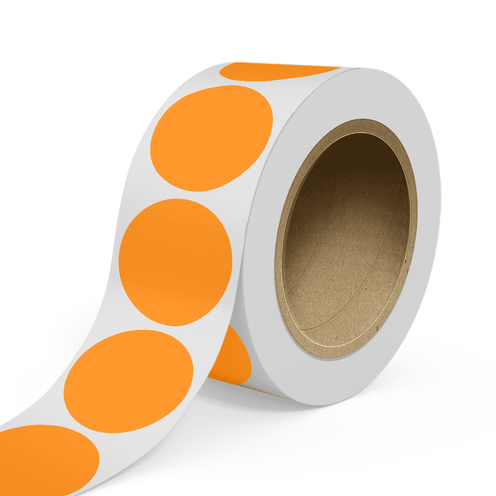 JAM Paper Standard Round Label Rolls, Circular, 4 Inch, Neon Orange, 125 Labels/Roll