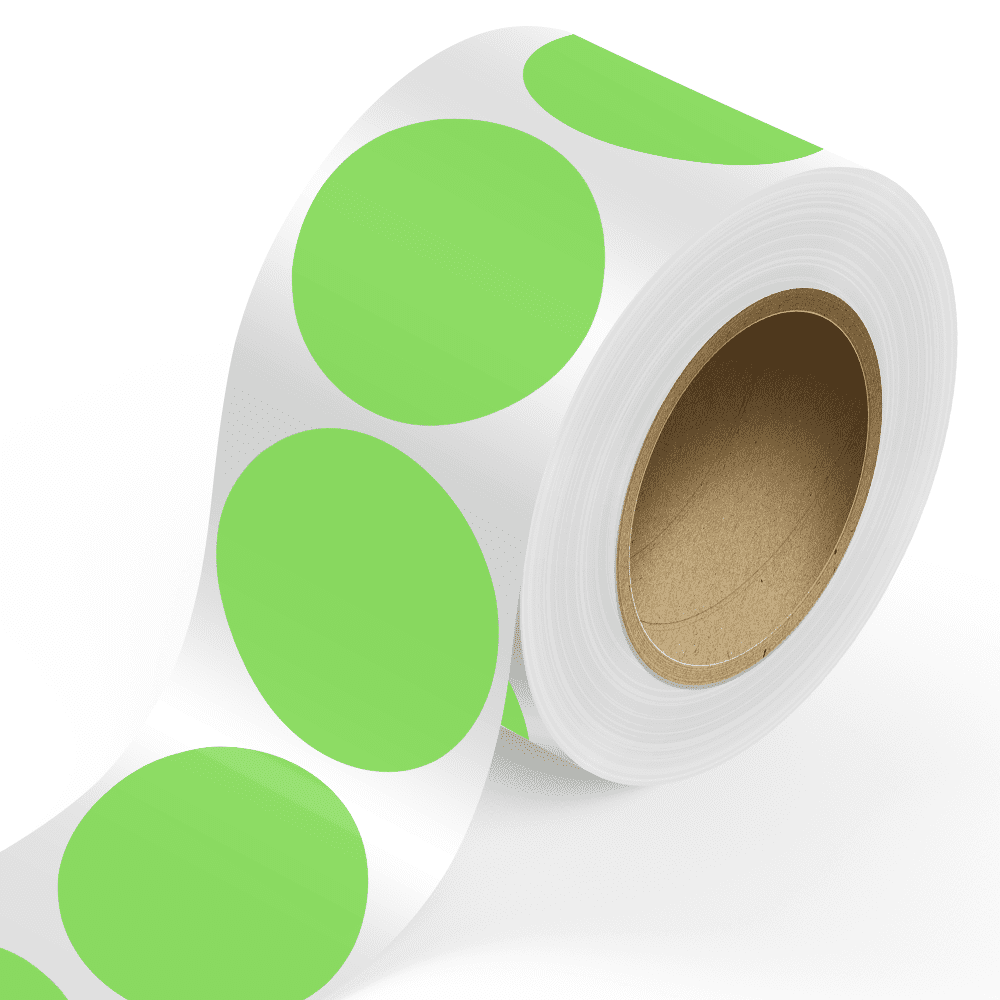 JAM Paper Standard Round Label Rolls, Circular, 5 Inch, Neon Green, 125 Labels/Roll