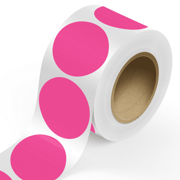JAM Paper Standard Round Label Rolls, Circular, 5 Inch, Neon Pink, 125 Labels/Roll