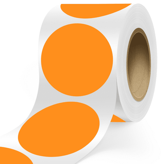 JAM Paper Standard Round Label Rolls, Circular, 6 Inch, Neon Orange, 125 Labels/Roll