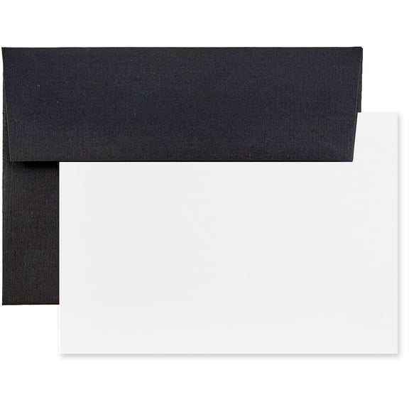 JAM Paper Stationery Set, A6 Size, Black Linen, 25/Pack