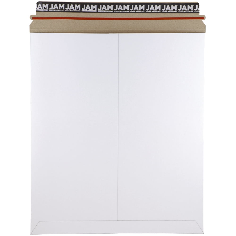 JAM Paper Stay Flat Photo Mailer Envelopes with Peel & Seal Closure, 12 3/4 x 15, White, Sold Individually