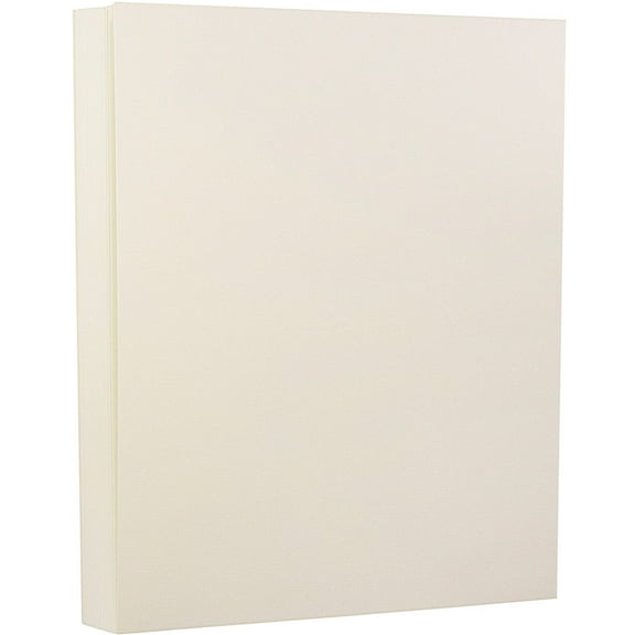 JAM Paper Strathmore 80lb Cardstock, 8 1/2 x 11, Natural White Linen, 50 per Pack