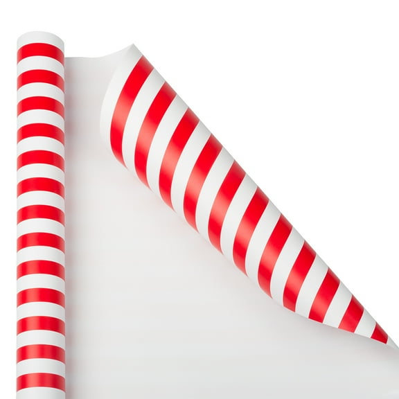 JAM Paper Stripe Wrapping Paper, 50 Sq. ft Total Red & White Stripes, 2 per Pack
