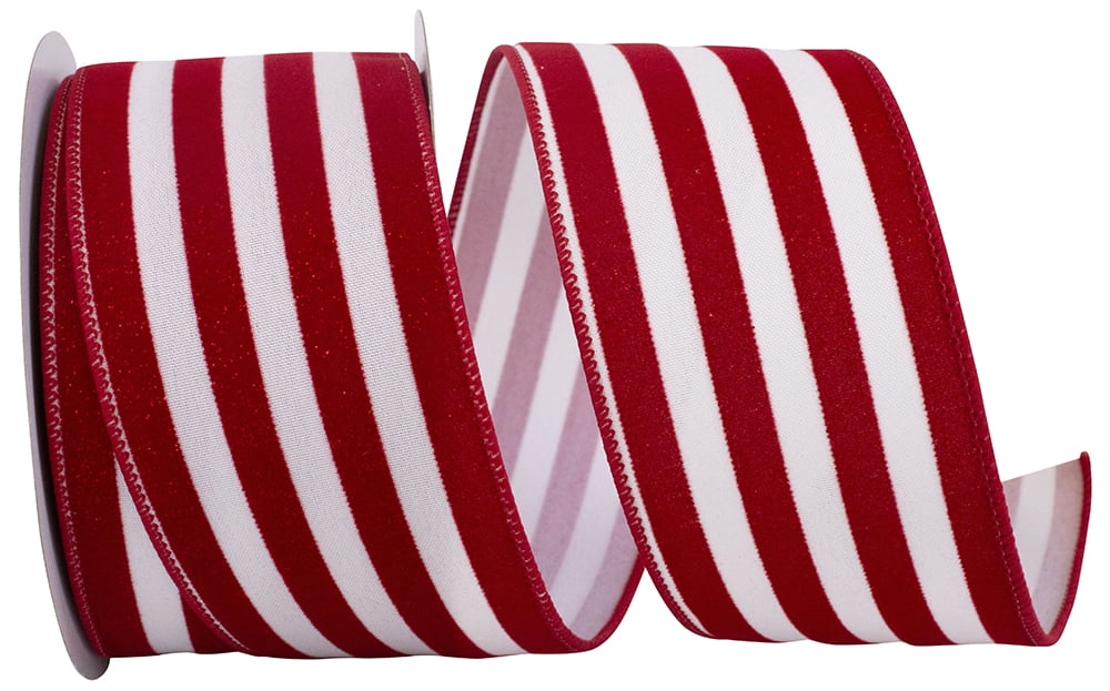 Red/White Wired Edge 2 1/2 Inch x 10 Yards Plaid Ribbon, JAM Paper  Grosgrain